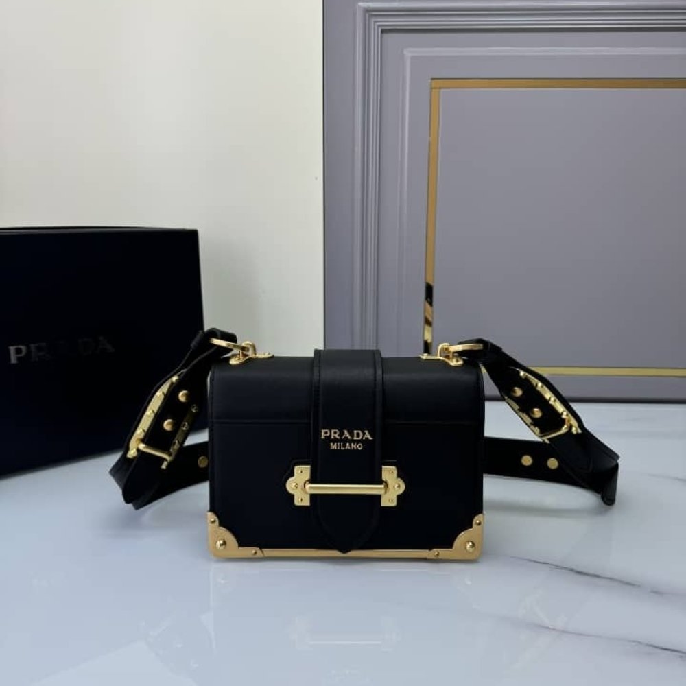 [S*per Vip 1:1] Pra*a Cahier Shoulder Bag Black 19Cm