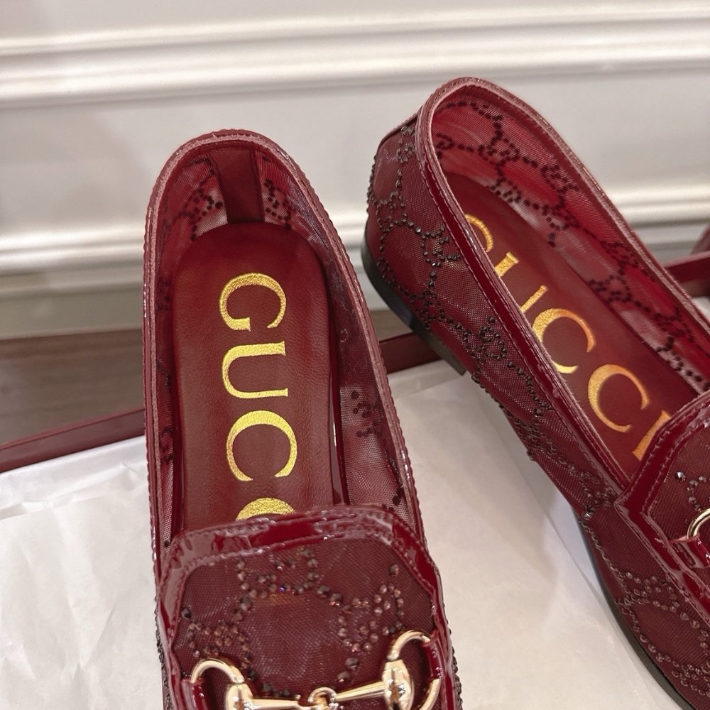 Gvc*1 Women Gg Crystal Jordaan Loafer Red 835483 Faeq0 6255