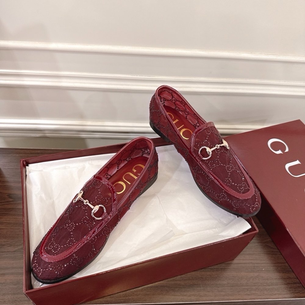 Gvc*1 Women Gg Crystal Jordaan Loafer Red 835483 Faeq0 6255