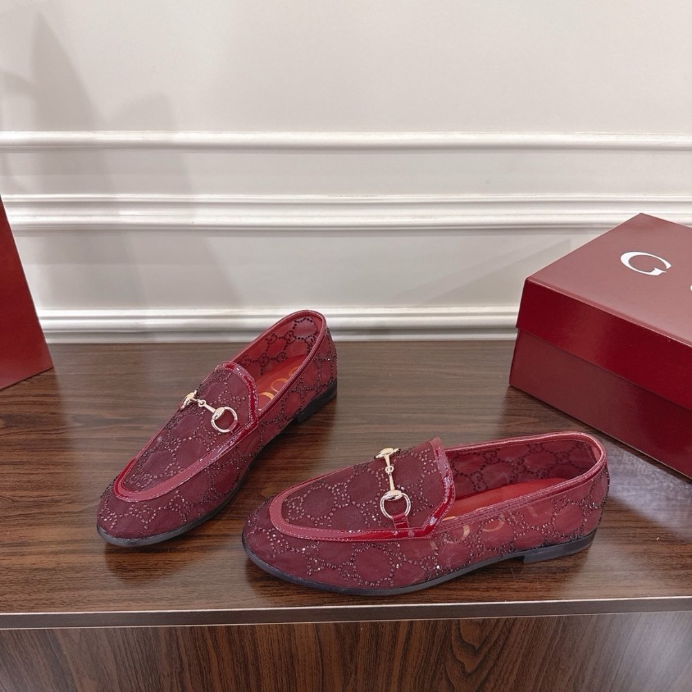 Gvc*1 Women Gg Crystal Jordaan Loafer Red 835483 Faeq0 6255