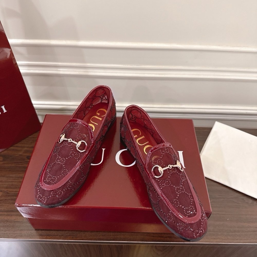 Gvc*1 Women Gg Crystal Jordaan Loafer Red 835483 Faeq0 6255