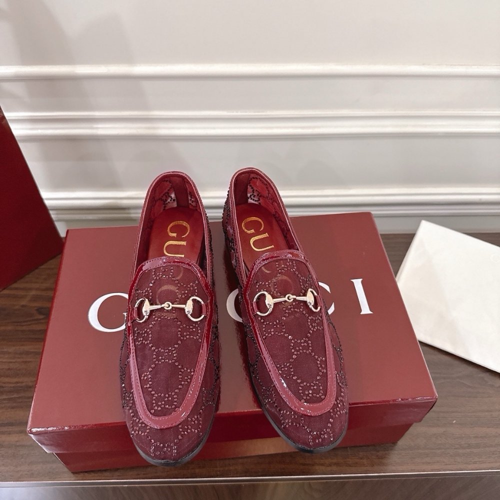 Gvc*1 Women Gg Crystal Jordaan Loafer Red 835483 Faeq0 6255