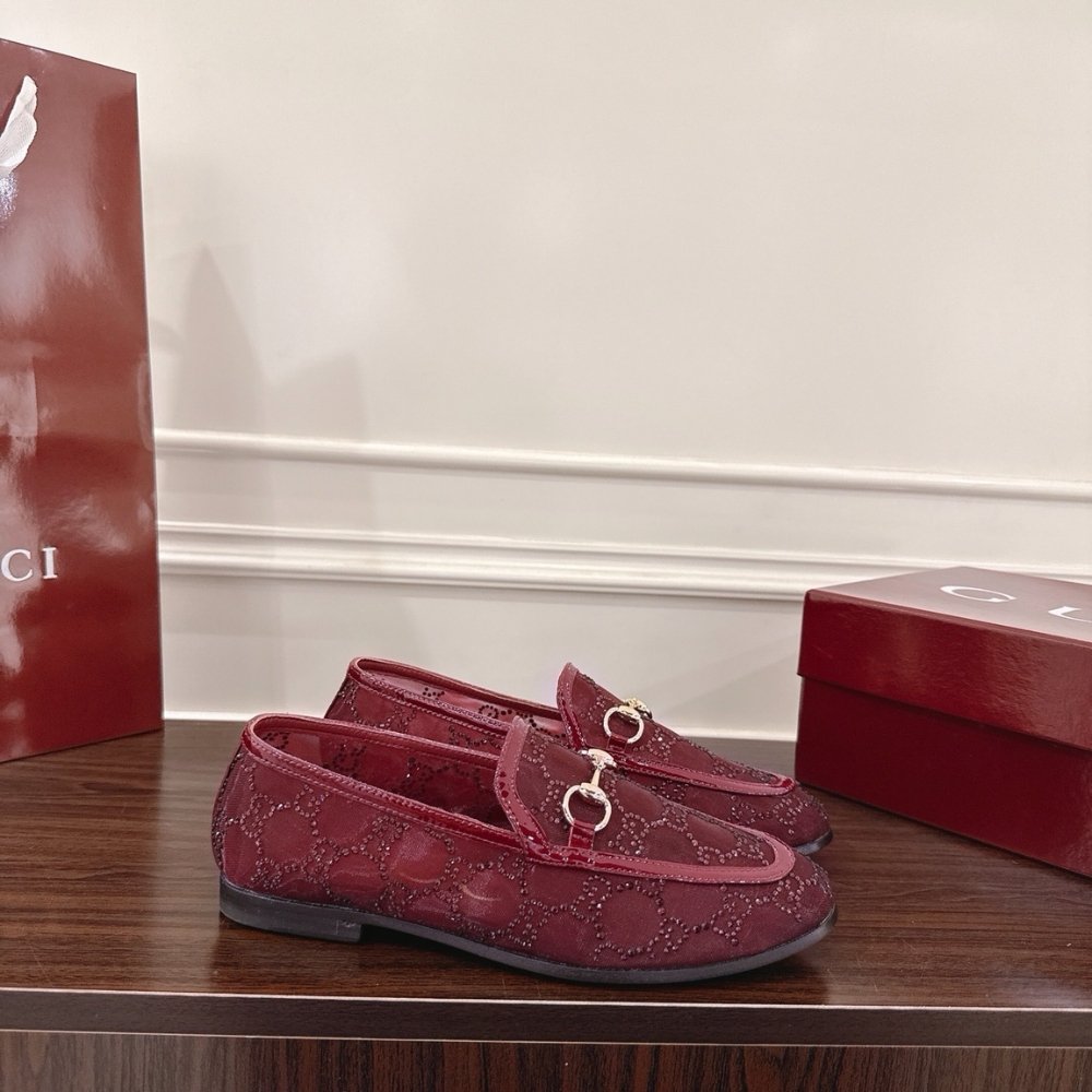 Gvc*1 Women Gg Crystal Jordaan Loafer Red 835483 Faeq0 6255