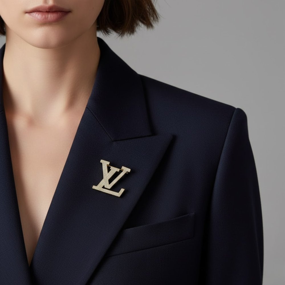 L0vis Vvtt0n Crystal Brooch Gold