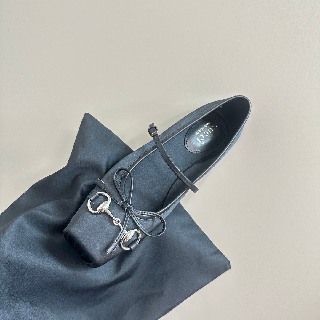 Gvc*1 Women’s Horsebit Ballet Flat Satin Black
