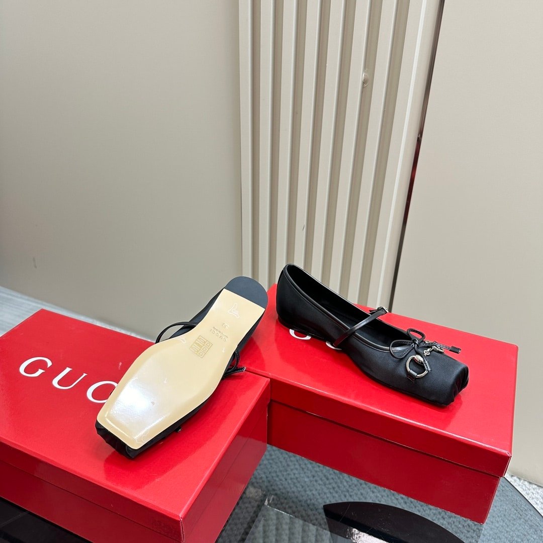Gvc*1 Women’s Horsebit Ballet Flat Satin Black