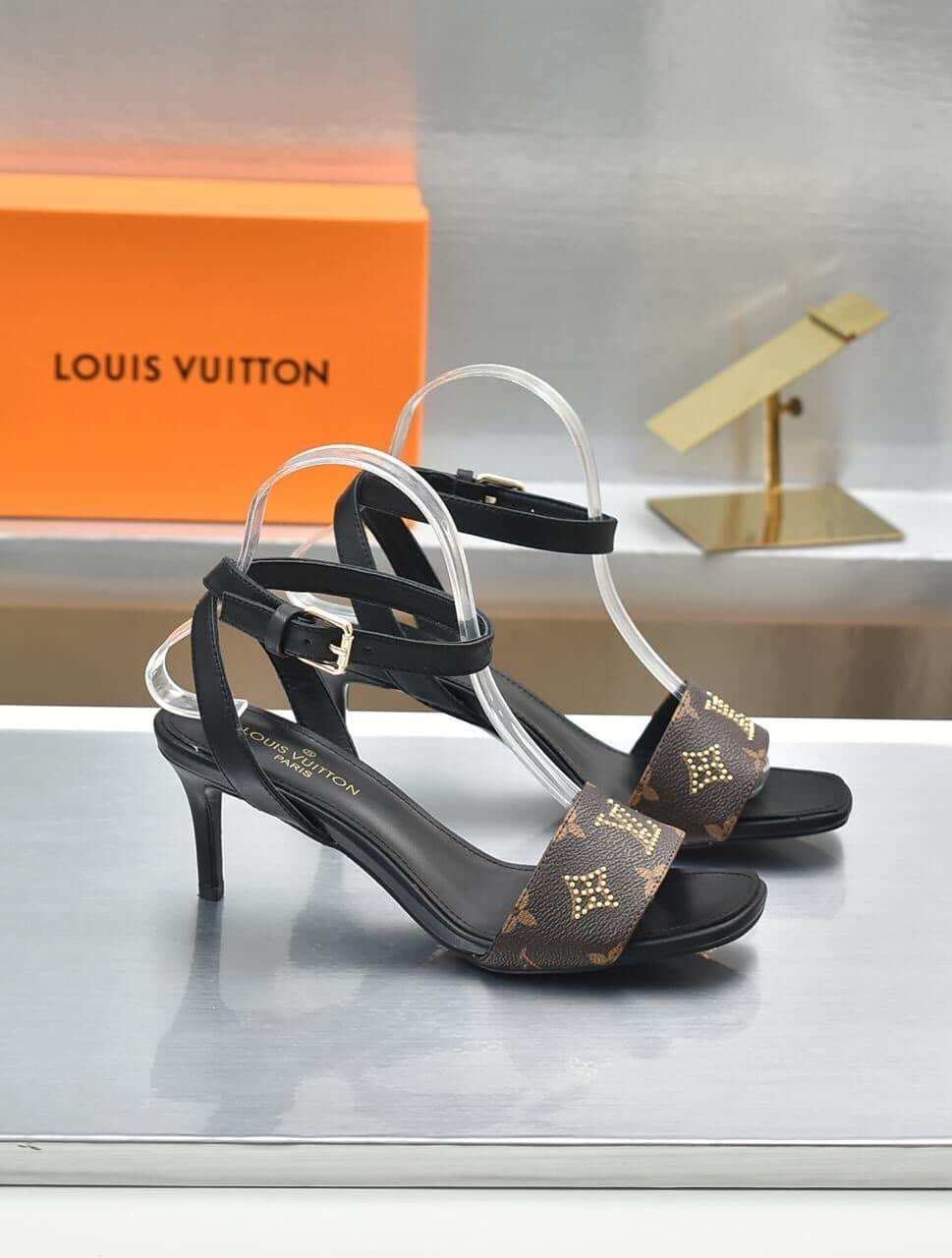 L0vis Vvtt0n Open Toe High Heel Sandals Black Monogram
