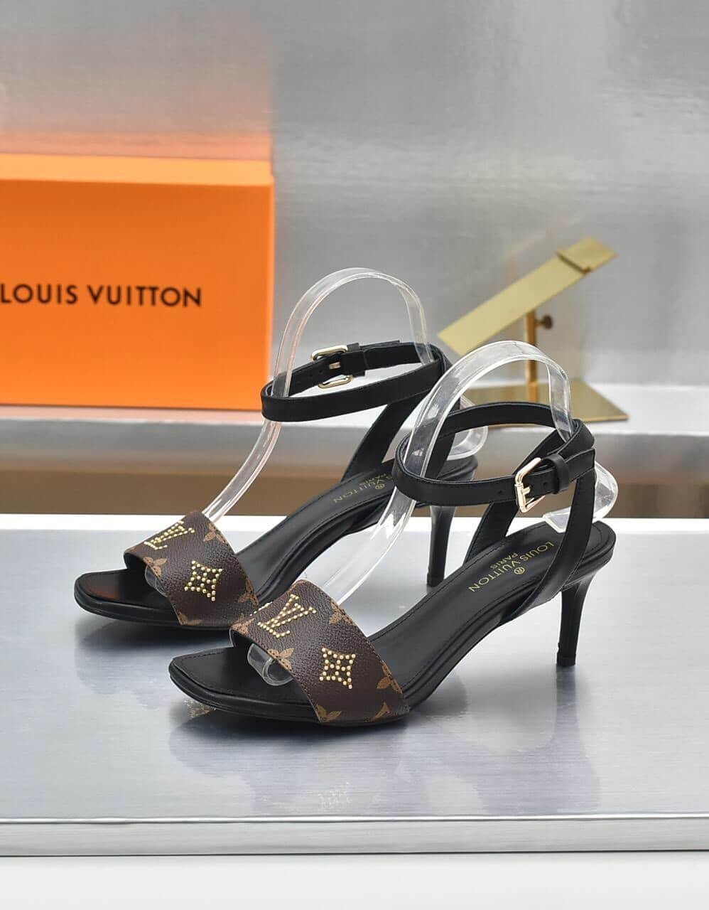 L0vis Vvtt0n Open Toe High Heel Sandals Black Monogram