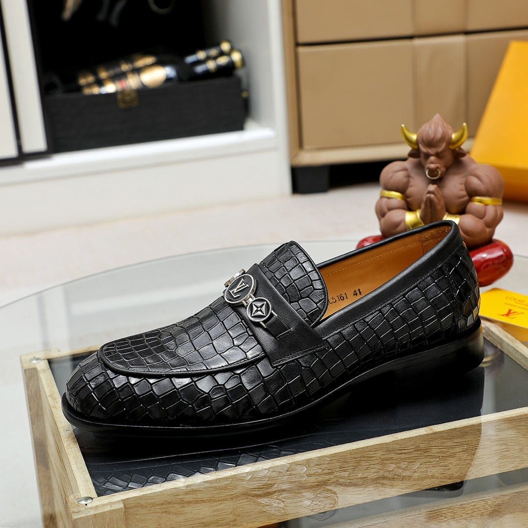 L0vis Vvtt0n Souliers Club Loafers Crocodile Black