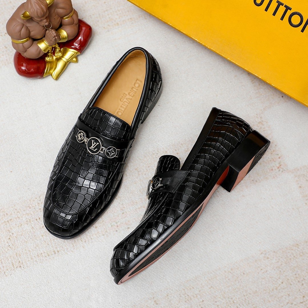 L0vis Vvtt0n Souliers Club Loafers Crocodile Black