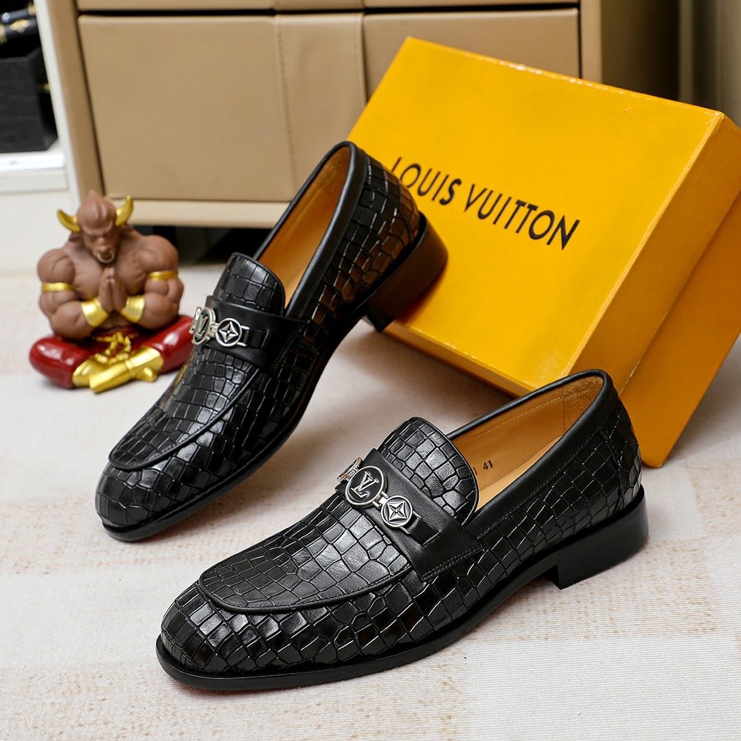 L0vis Vvtt0n Souliers Club Loafers Crocodile Black