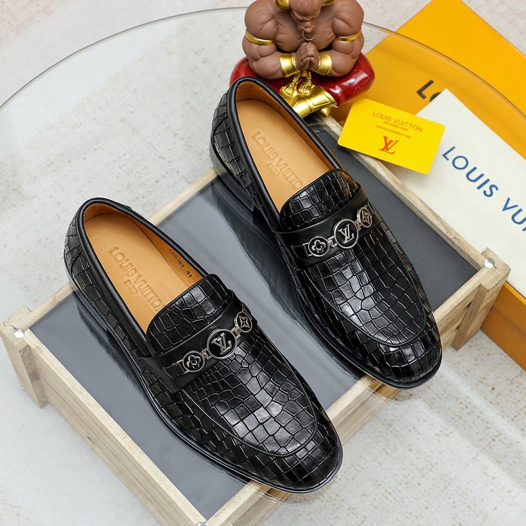 L0vis Vvtt0n Souliers Club Loafers Crocodile Black